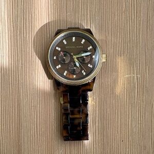 Michael Kors Tortoiseshell Acetate Watch with Gold-Tone Accents